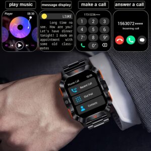 montre intelligente à grand écran couleur ips de 2,01 pouces | lampe de poche led intégrée, appel/numérotation sans fil, rappel sms, plus de 100 modes sportifs suivi de la condition physique, chargement usb, matériau en alliage