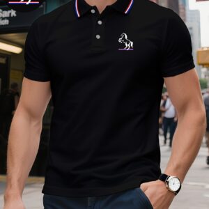 polo à manches courtes pour homme de haute qualité avec un motif "cheval", élégant et respirant pour l'été, idéal pour un look business casual et un vêtement de golf confortable, parfait comme cadeau, un t shirt d'été frais et respirant.