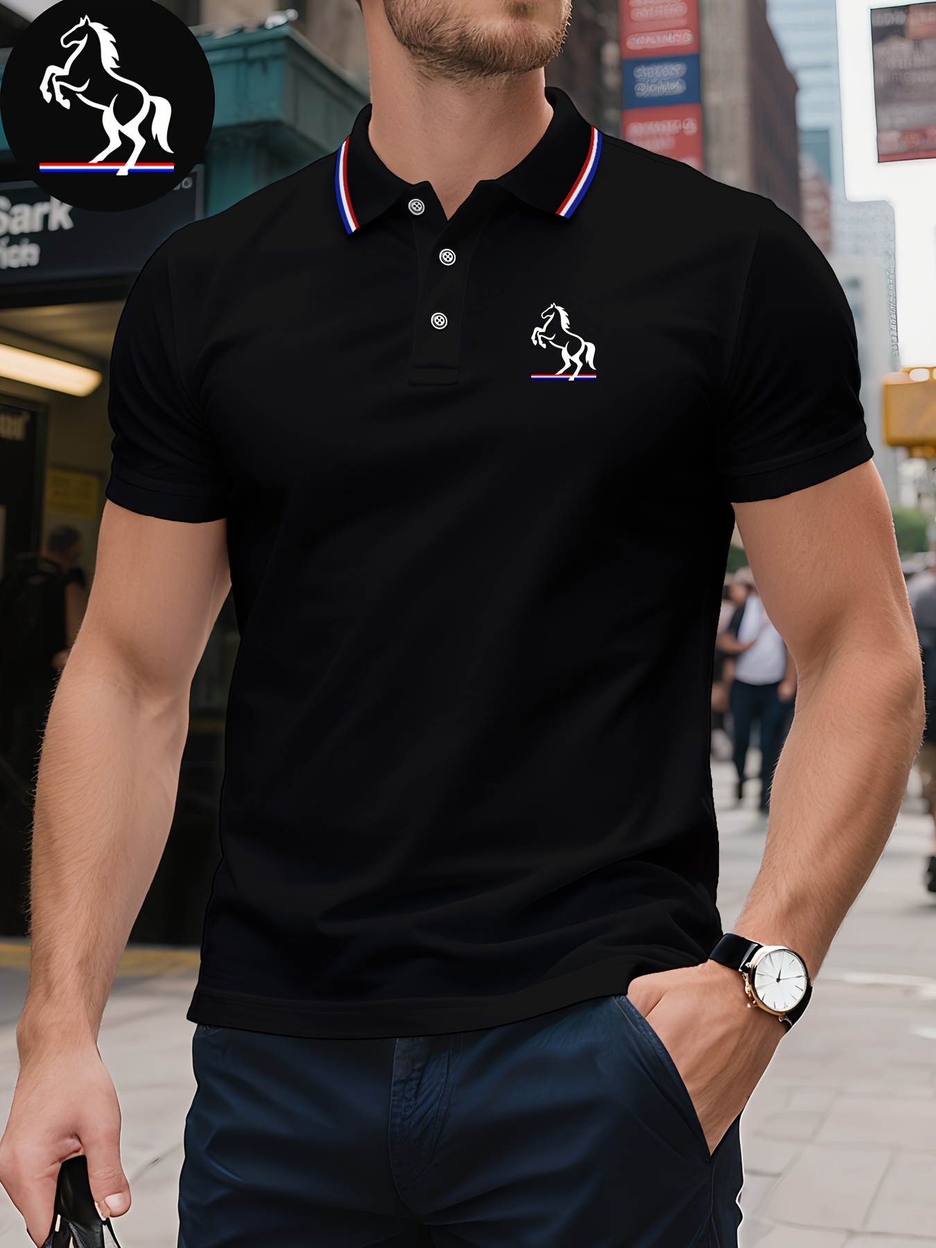 polo à manches courtes pour homme de haute qualité avec un motif "cheval", élégant et respirant pour l'été, idéal pour un look business casual et un vêtement de golf confortable, parfait comme cadeau, un t shirt d'été frais et respirant. polo à manches courtes pour homme de haute qualité avec un motif "cheval", élégant et respirant pour l'été, idéal pour un look business casual et un vêtement de golf confortable, parfait comme cadeau, un t shirt d'été frais et respirant.