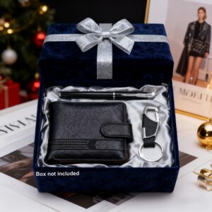 ensemble 3 pièces pour homme : portefeuille élégant, stylo et porte clés | style, cadeau parfait pour noël, la saint valentin et les anniversaires hikun