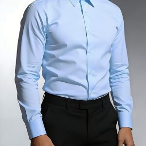 chemise formelle élégante à manches longues pour hommes | couleur unie, style professionnel et décontracté, facile d'entretien, coupe élastique pour les affaires et les tenues décontractées, parfaite pour le week end