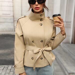 manteau trench Élégant pour femmes manteau trench neutre avec ceinture, tissu structuré non extensible, vêtement d'extérieur chic bureau à soirée pour femmes, Événements professionnels & formels (lavable en machine), manteaux d'hiver pour dames, design classique, construction durable
