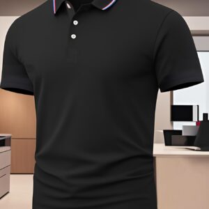 polo décontracté homme, manches courtes, fabriqué en [matière], idéal pour activités de plein air et golf, parfait pour les loisirs d'Été