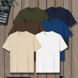 ensemble de 6 t shirts décontractés pour hommes, col rond, couleur unie, vêtements d'intérieur pour hommes