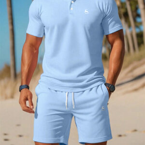 ensemble décontracté homme à manches courtes et shorts unis, tenue d'Été style vacances