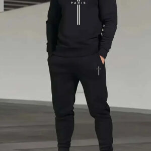 ensemble sweatshirt décontracté pour hommes avec lettres imprimées, tenue sportive automne hiver, ensemble simple et Élégant deux pièces pour Étudiants adolescents, sweatshirt à col rond et pantalon jogger tendance