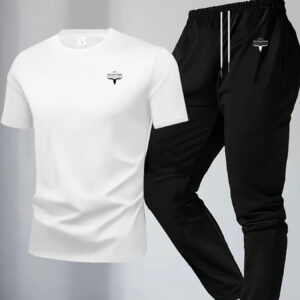 ensemble de sport décontracté grande taille pour homme, respirant à manches courtes avec pantalon large deux pièces