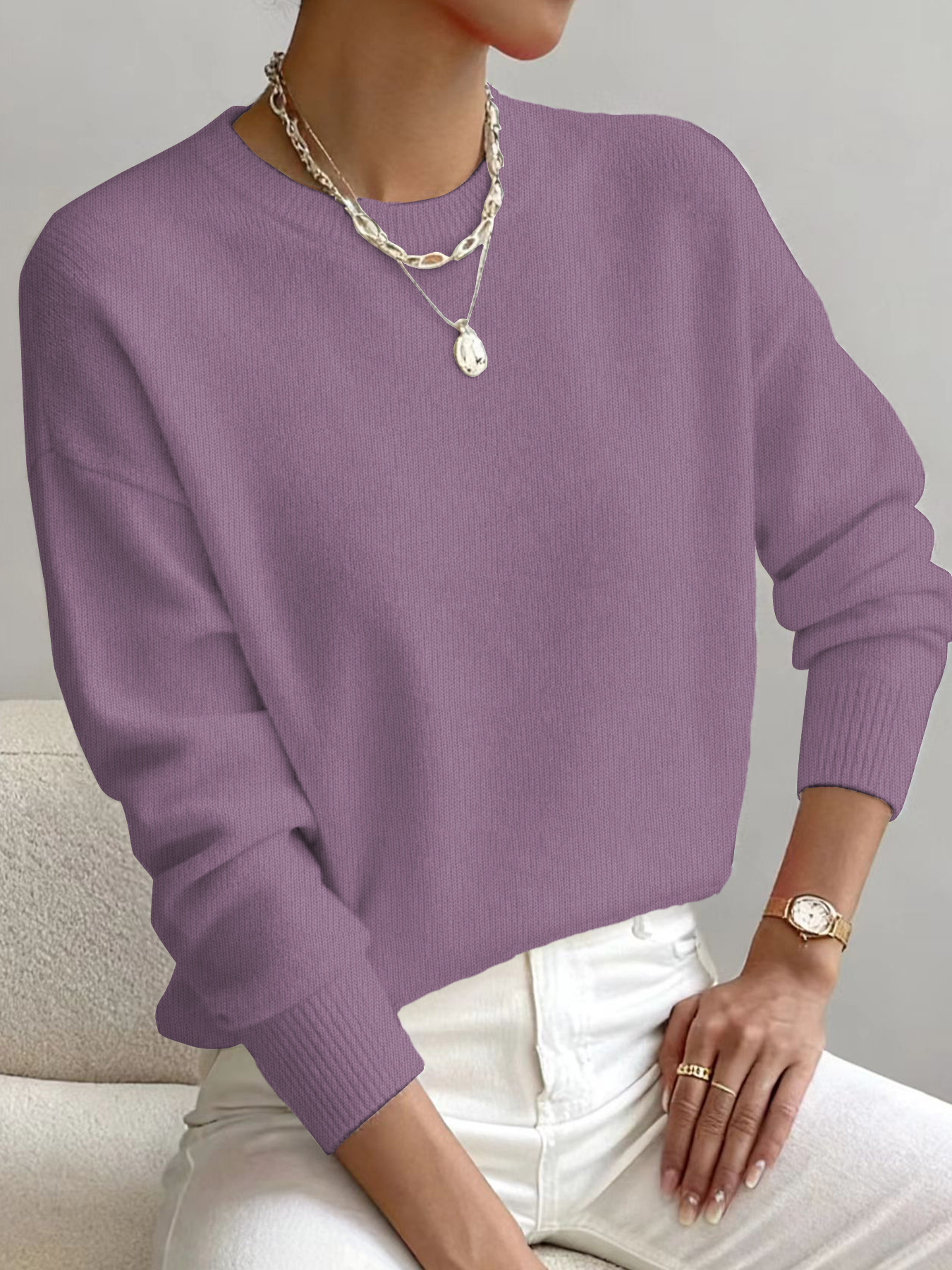 magasin spécialisé en pulls, vente exclusive de pulls nouveau design "impression 2d effet broderie" vêtements de détente, pull femme col rond manches longues en tissu fin, légèrement Élastique, polyvalent, confortable et doux magasin spécialisé en pulls, vente exclusive de pulls nouveau design "impression 2d effet broderie" vêtements de détente, pull femme col rond manches longues en tissu fin, légèrement Élastique, polyvalent, confortable et doux