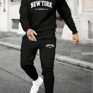 ensemble sweat décontracté homme avec lettres imprimées et motifs de drapeaux | t shirt à manches courtes col rond + pantalon long, tissu légèrement extensible, confortable et respirant pour toutes les saisons, résistant à la transpiration