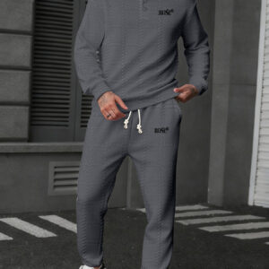 ensemble homme à manches longues et pantalon, style rétro hip hop, doux, chaud et confortable, 100% fibre de polyester, tenue à carreaux Élégante deux pièces pour automne et hiver, ensemble décontracté